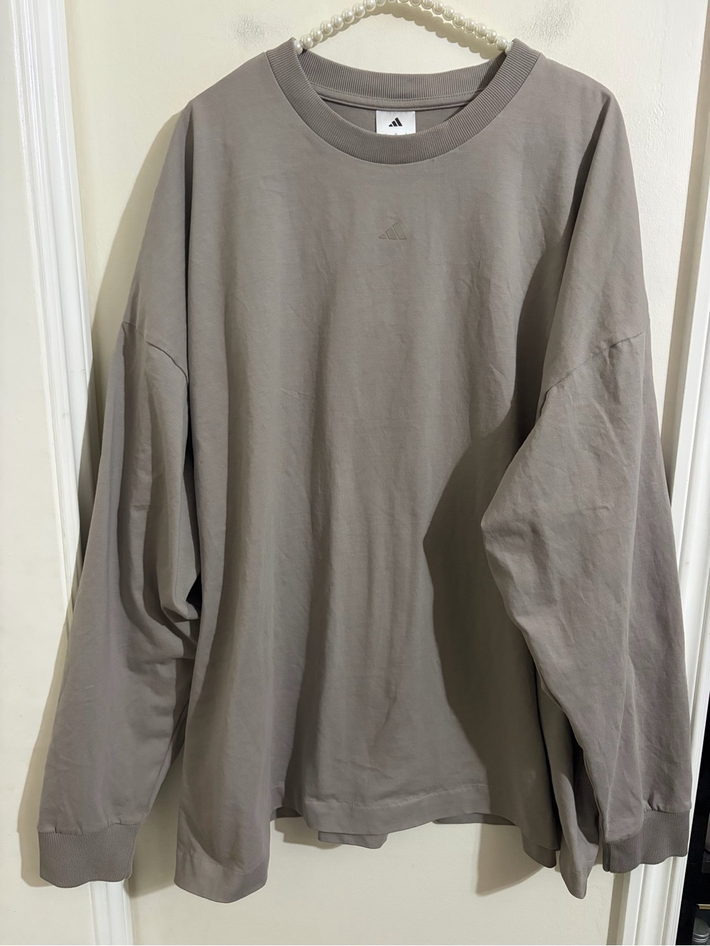 adidas Men's Basketball Crewneck Top Long Sleeves in Beige